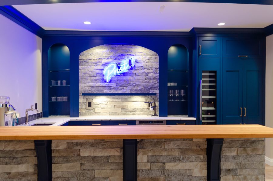 Custom Vibrant Basement Bar in Langley