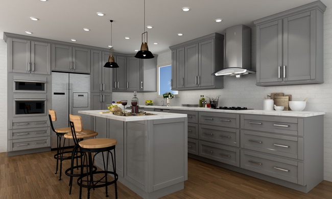 GRAY GALAXY SOLID WOOD CABINETS